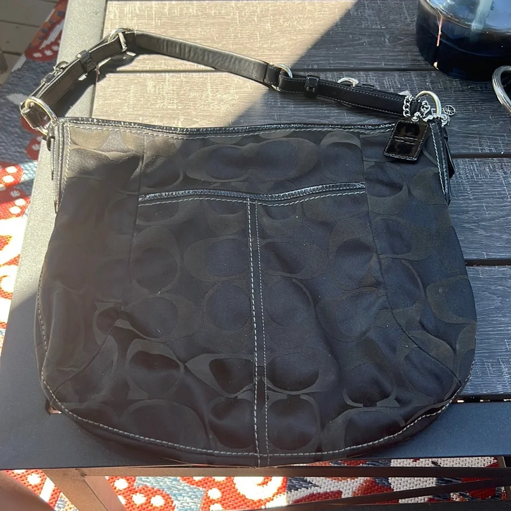 Genuine Coach Purse - Black on Black - Picture 1 of 6